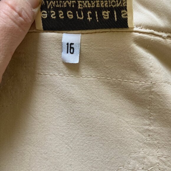 Essentials Quilted Chore Coat Jacket Neutral Beige Embroidered Cotton Plus Size - Picture 5 of 7